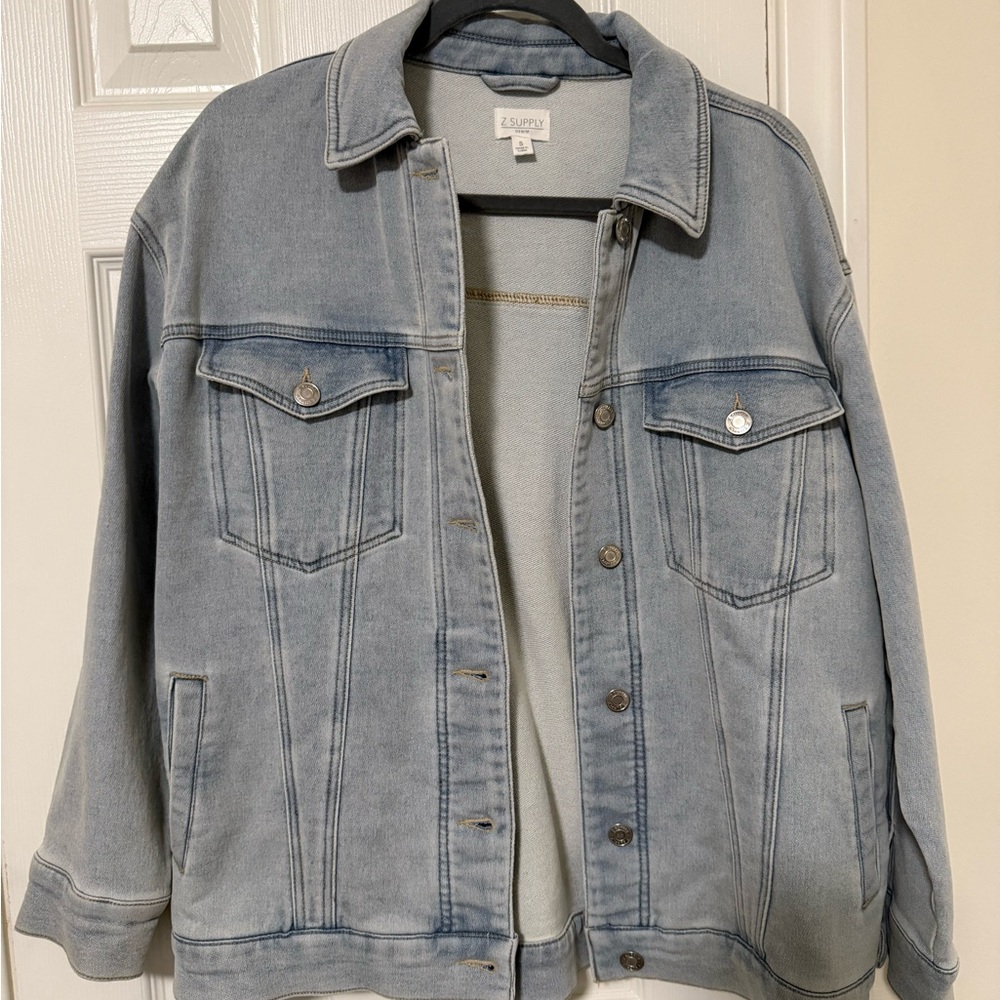 Z Supply Light Blue Terry-Like Denim Jacket